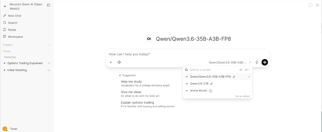 Nevyron Sovereign AI &mdash; Open WebUI